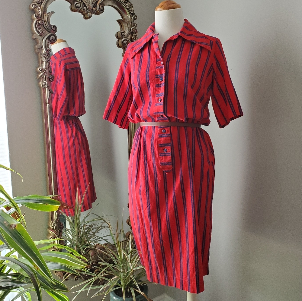 Vintage 1970s Lillian Russel Shirt Dress